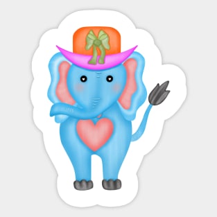 Cute blue elephant wearing hat. Sticker